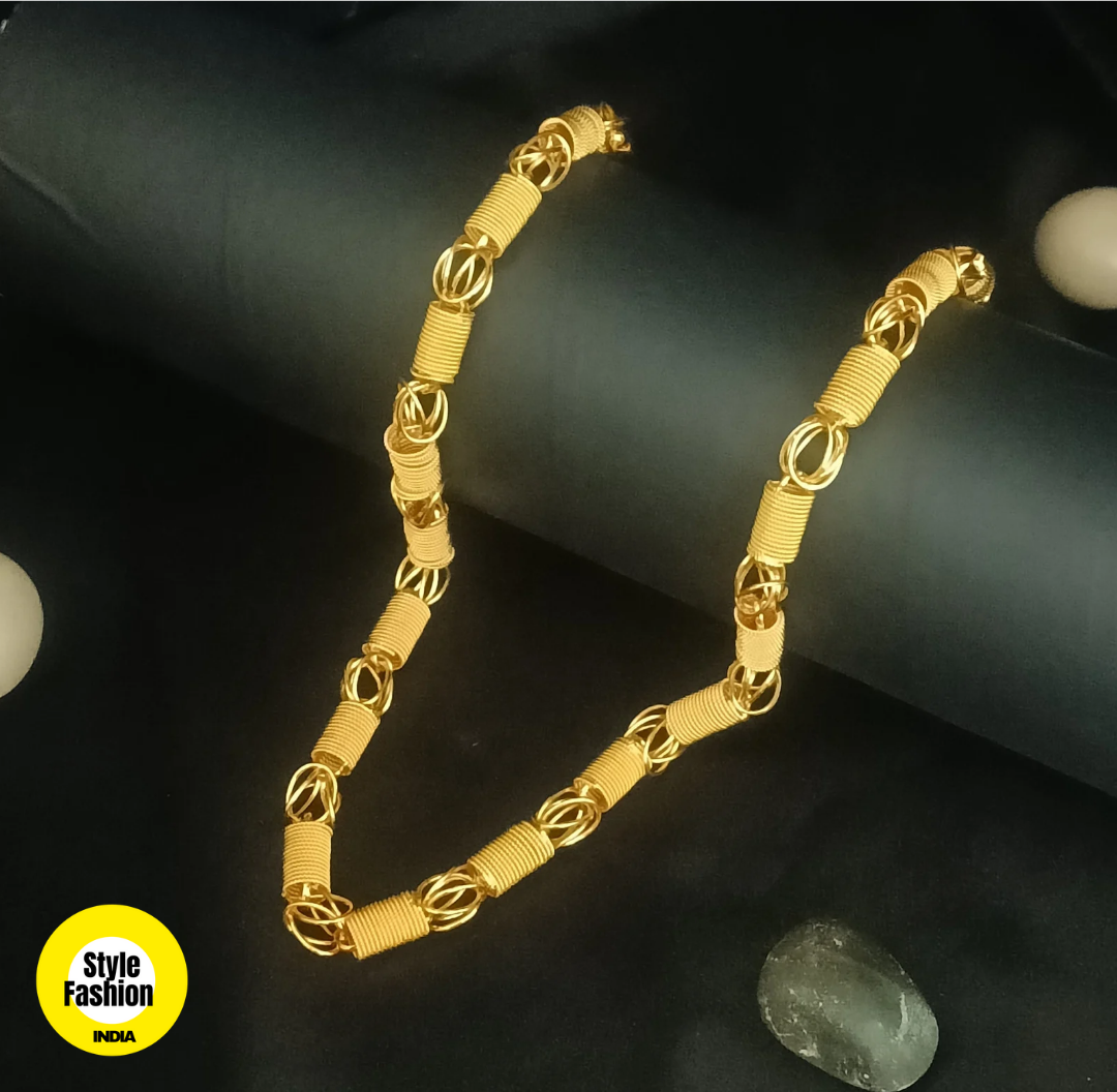 Spring with Leaf Shape High Quality Gold Plated Chain For Men