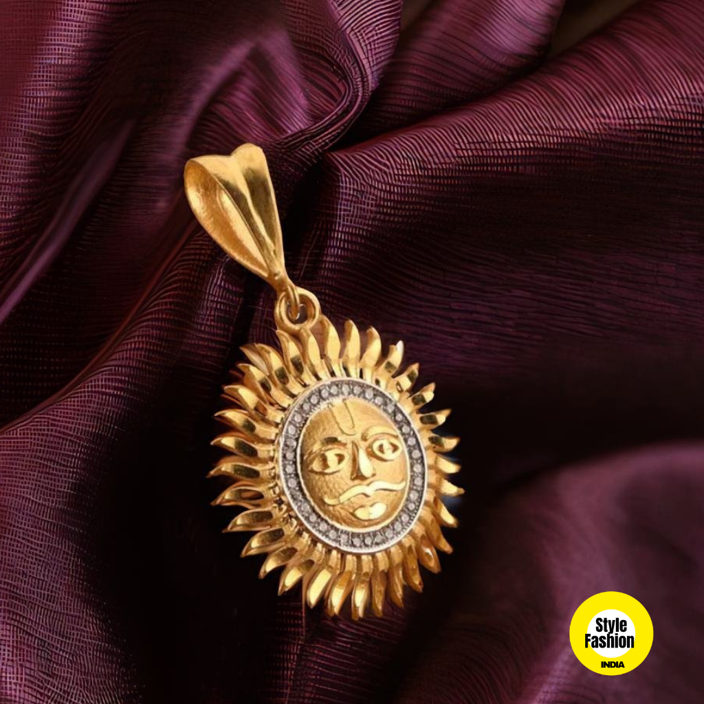 Exclusive Design Sun With Diamond High Quality Gold Plated Pendant For Men