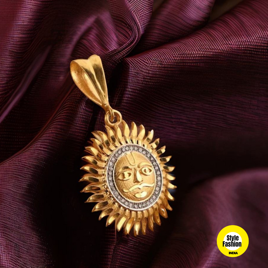Exclusive Design Sun With Diamond & High Quality Gold Plated Pendant For Men
