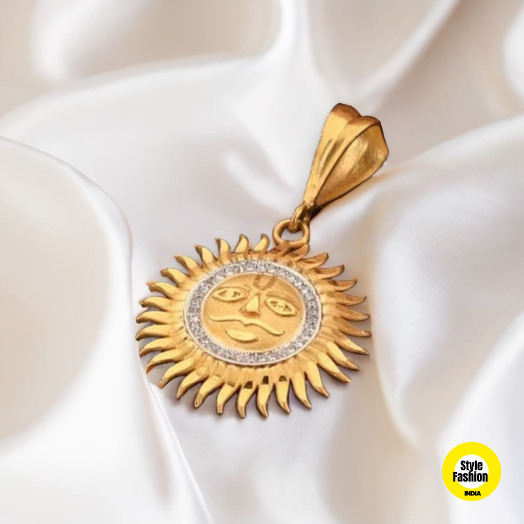 Exclusive Design Sun With Diamond & High Quality Gold Plated Pendant For Men