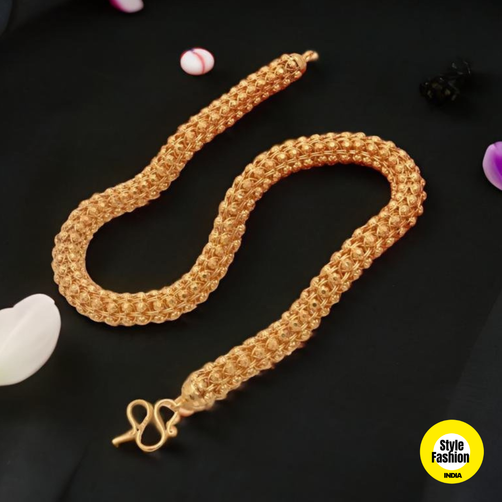Mirror Of Gold With Leaf Exciting Design High Quality Chain For Men