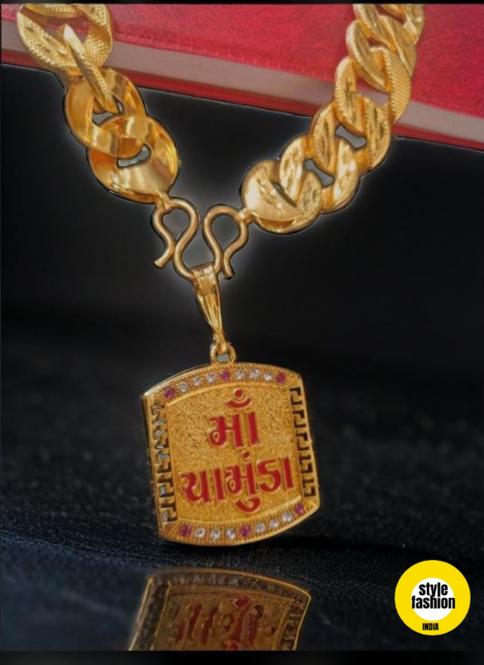Maa Chamunda Square Pendant & Pokal Ring High Quality Chain For Men