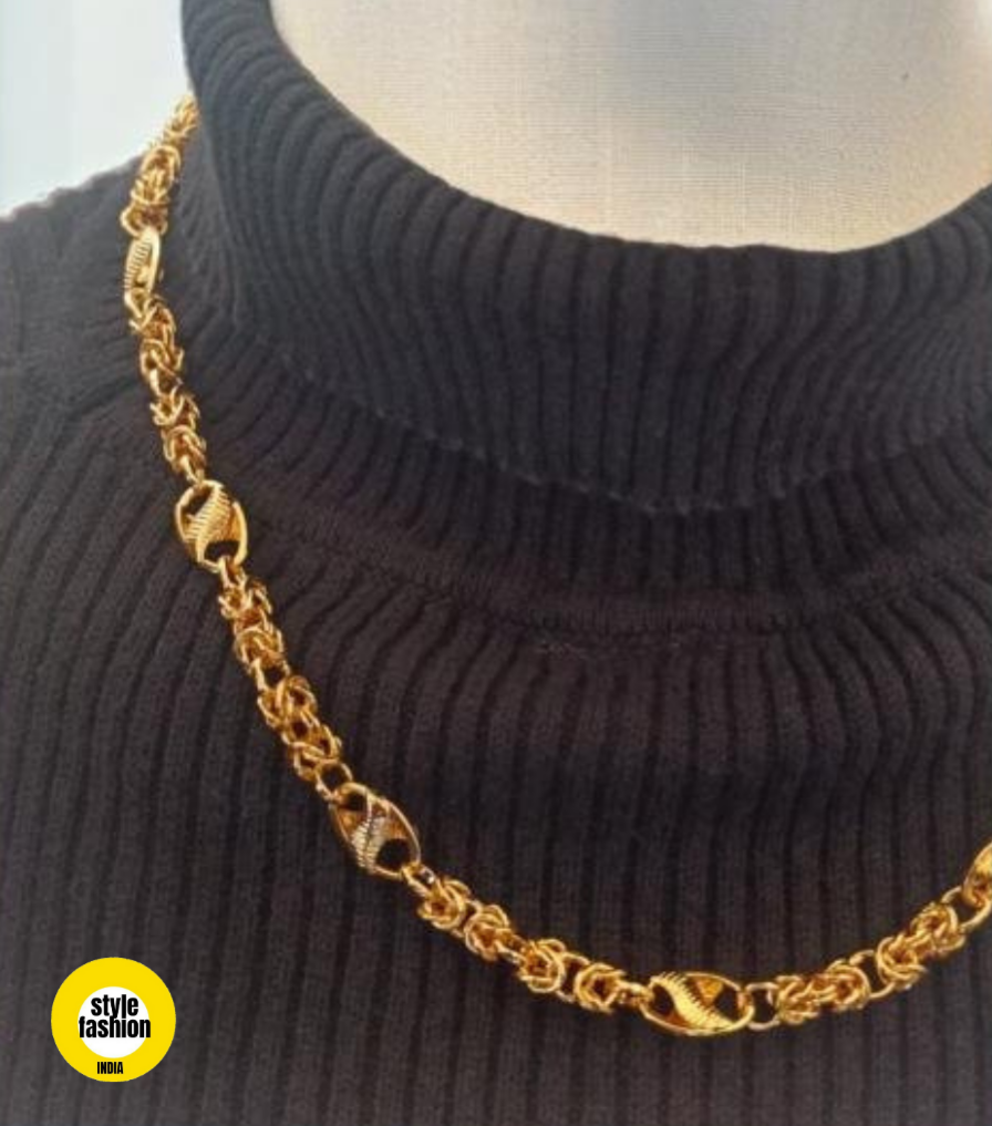 Clip Design With Round Frill Design High Quality Gold Plated Chain For Men