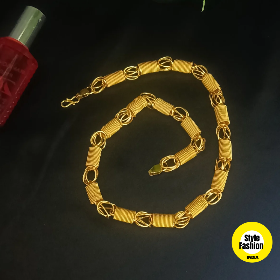 Spring with Leaf Shape High Quality Gold Plated Chain For Men