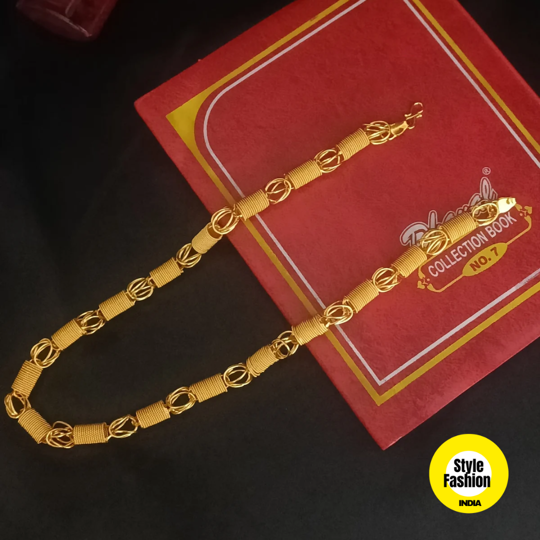 Spring with Leaf Shape High Quality Gold Plated Chain For Men