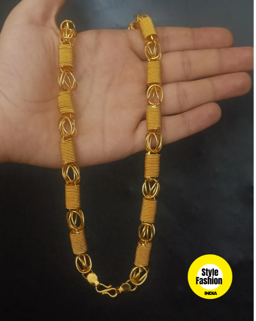 Spring with Leaf Shape High Quality Gold Plated Chain For Men