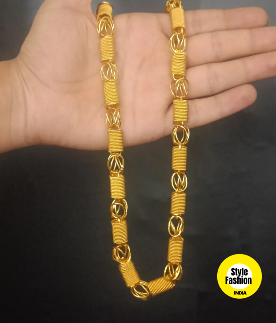Spring with Leaf Shape High Quality Gold Plated Chain For Men