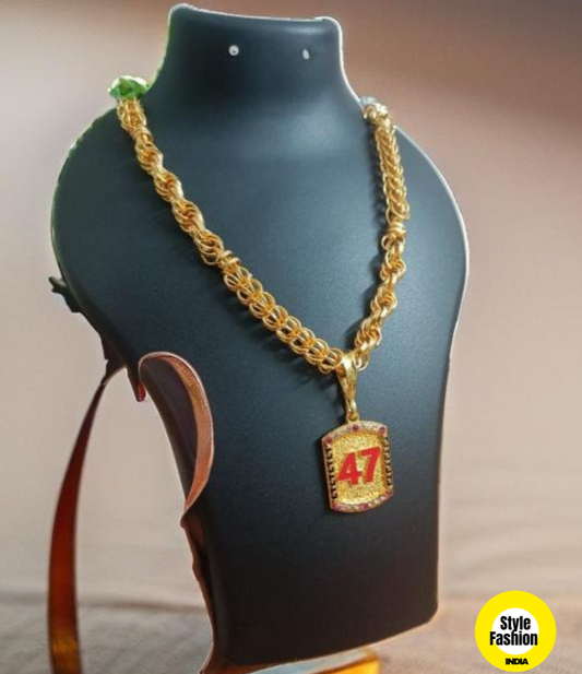 47 Logo Pendant with Gold Plated Chain For Men
