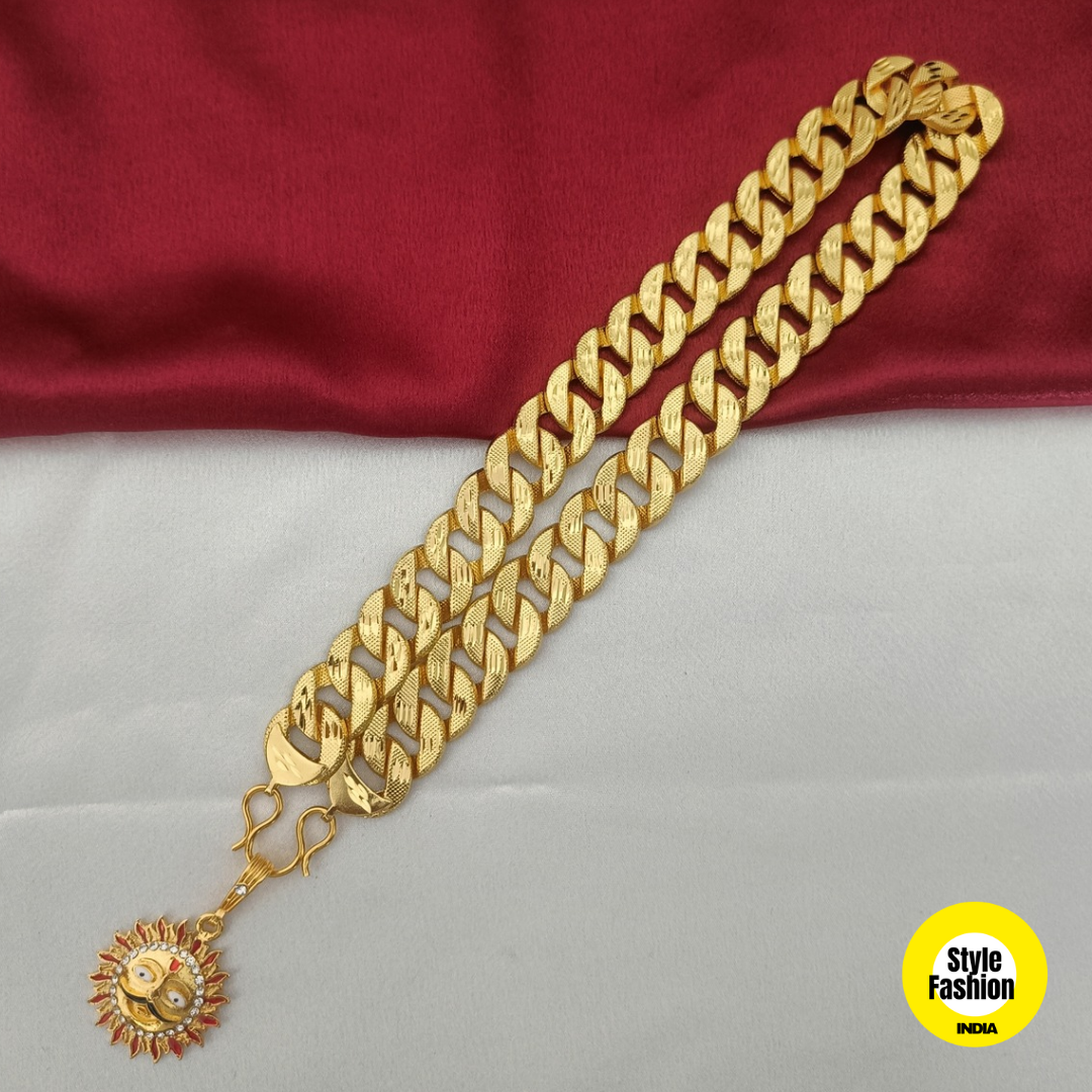 Surya With Ring into Ring Pokal Design Thick Gold Plated Chain For Men