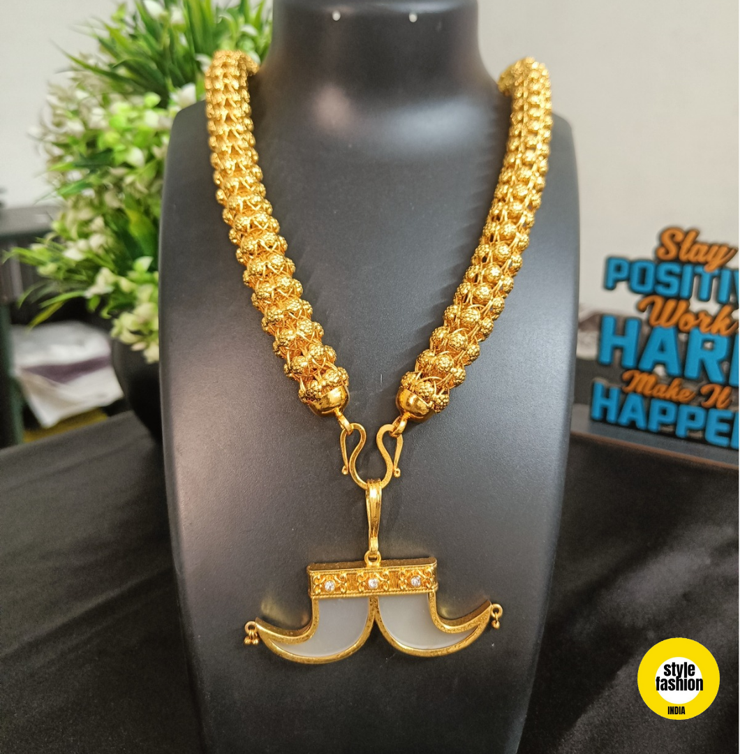 Double Nor Gold Plated Pendant With Mirror Gold Chain For Men