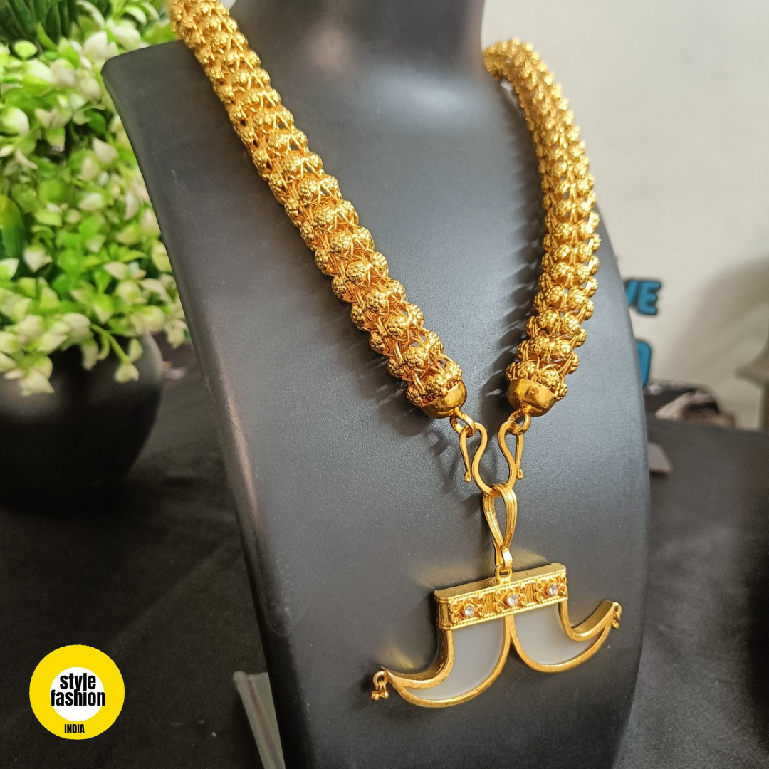 Double Nor Gold Plated Pendant With Mirror Gold Chain For Men