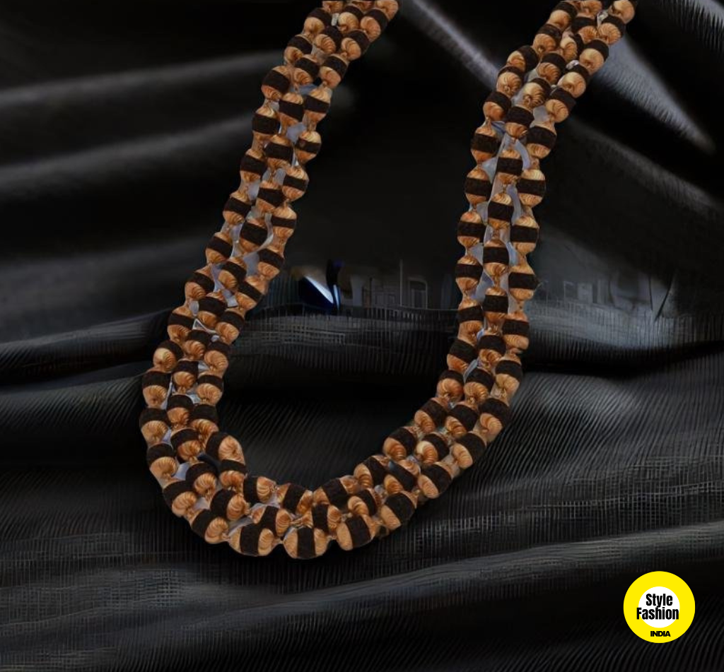 3 Line Rudrkasha High Quality Gold Plated Mala