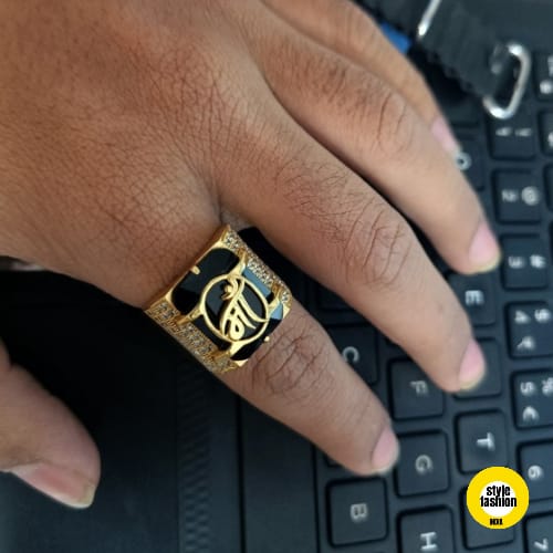 Maa Logo with Black Stone & Diamond RIng for Men