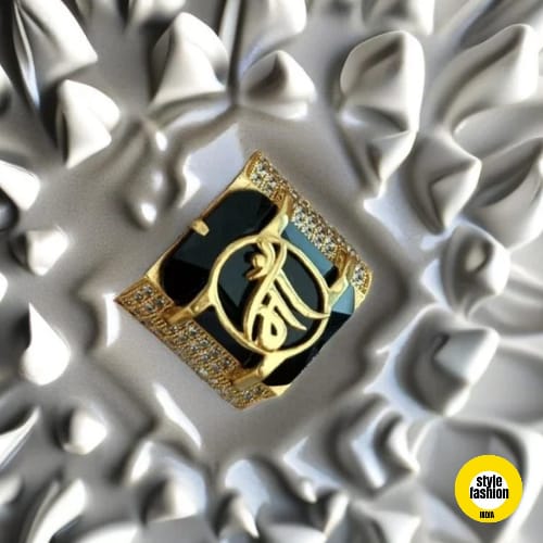 Maa Logo with Black Stone & Diamond RIng for Men