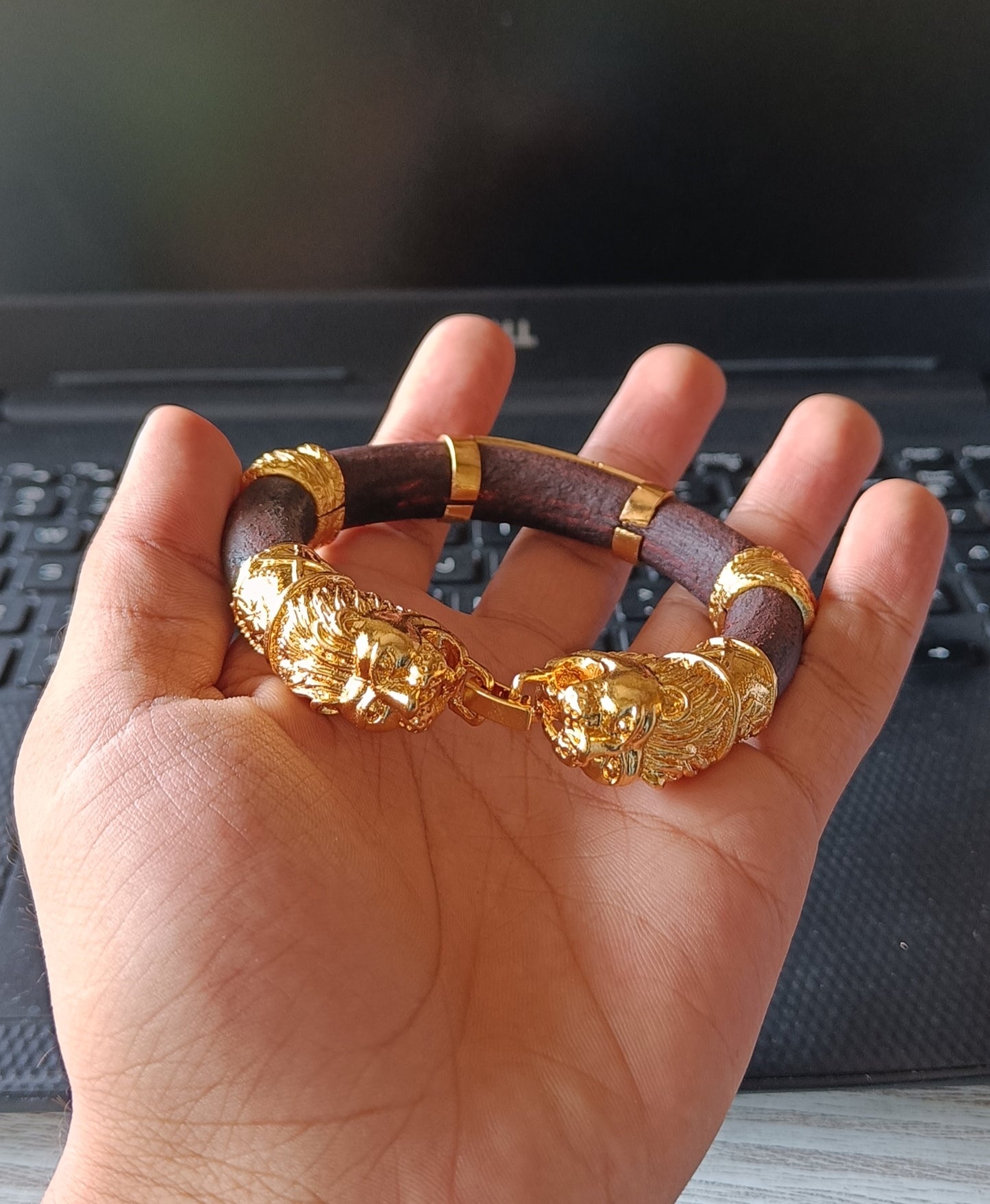 Mahadev Brown high Quality gold plated Genda kada for men