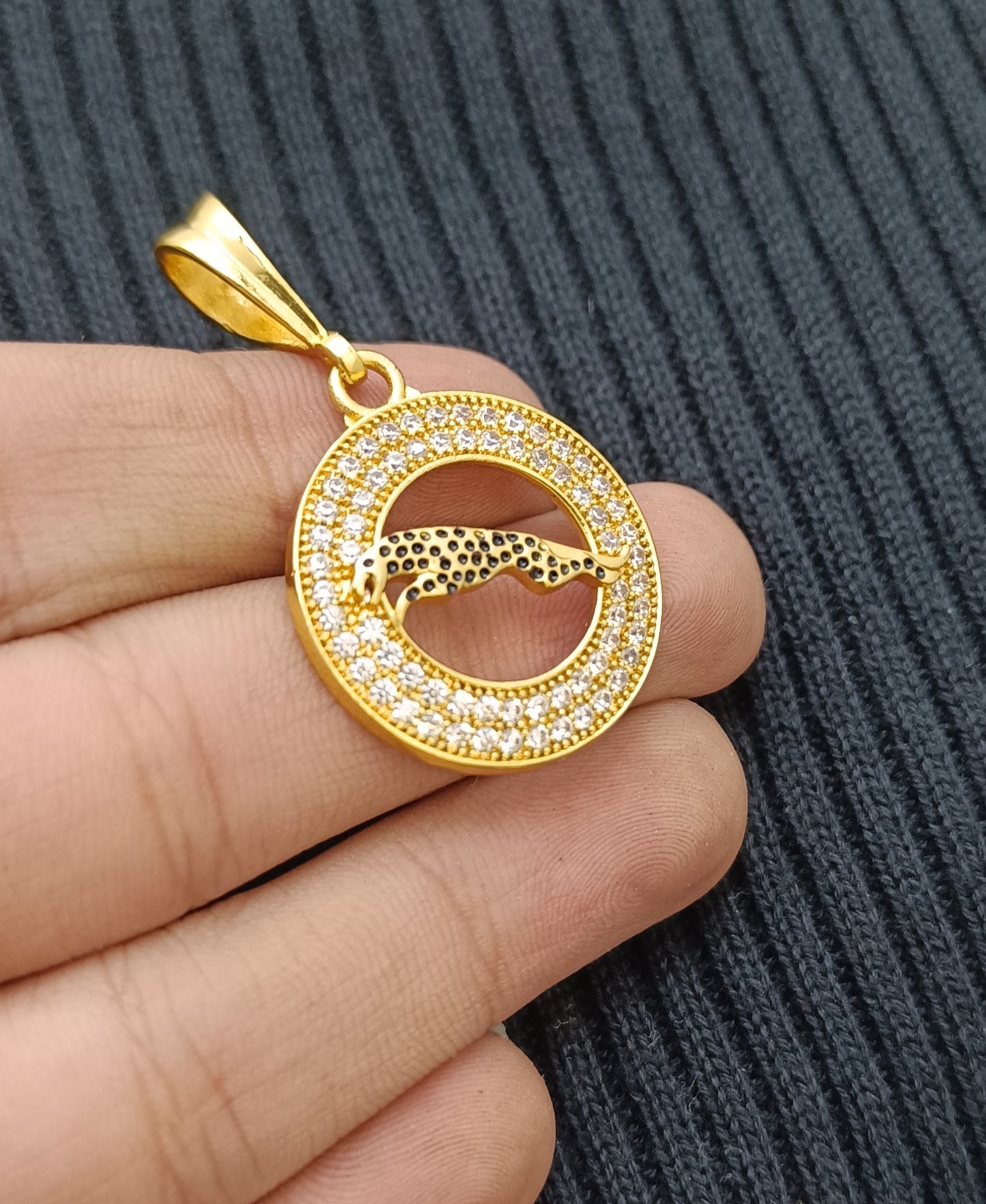 Jaguar Symbol with Diamond Gold Plating Pendant For Men
