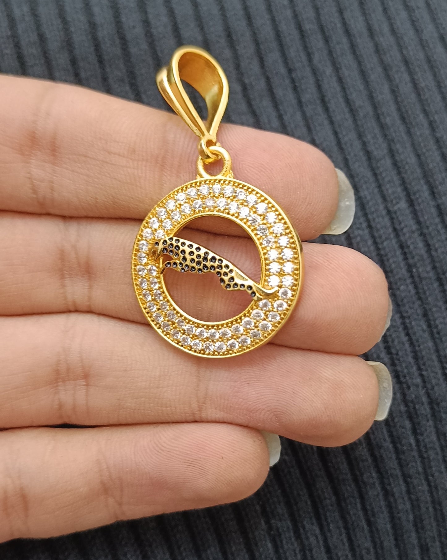 Jaguar Symbol with Diamond Gold Plating Pendant For Men