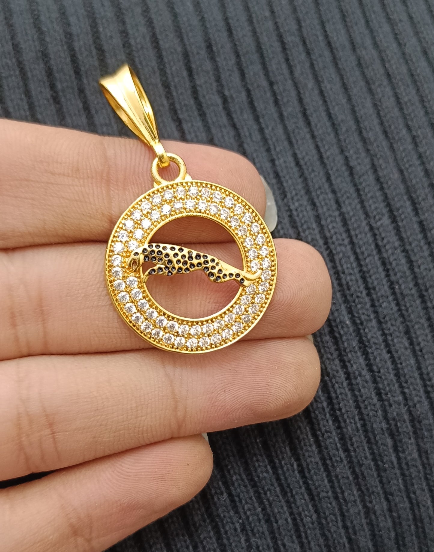 Jaguar Symbol with Diamond Gold Plating Pendant For Men