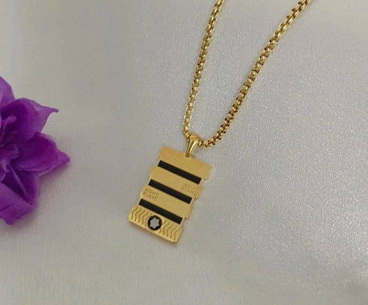 Stylish Gold Black Edition Gold Plated Long Time Running Pendal Chain For Men