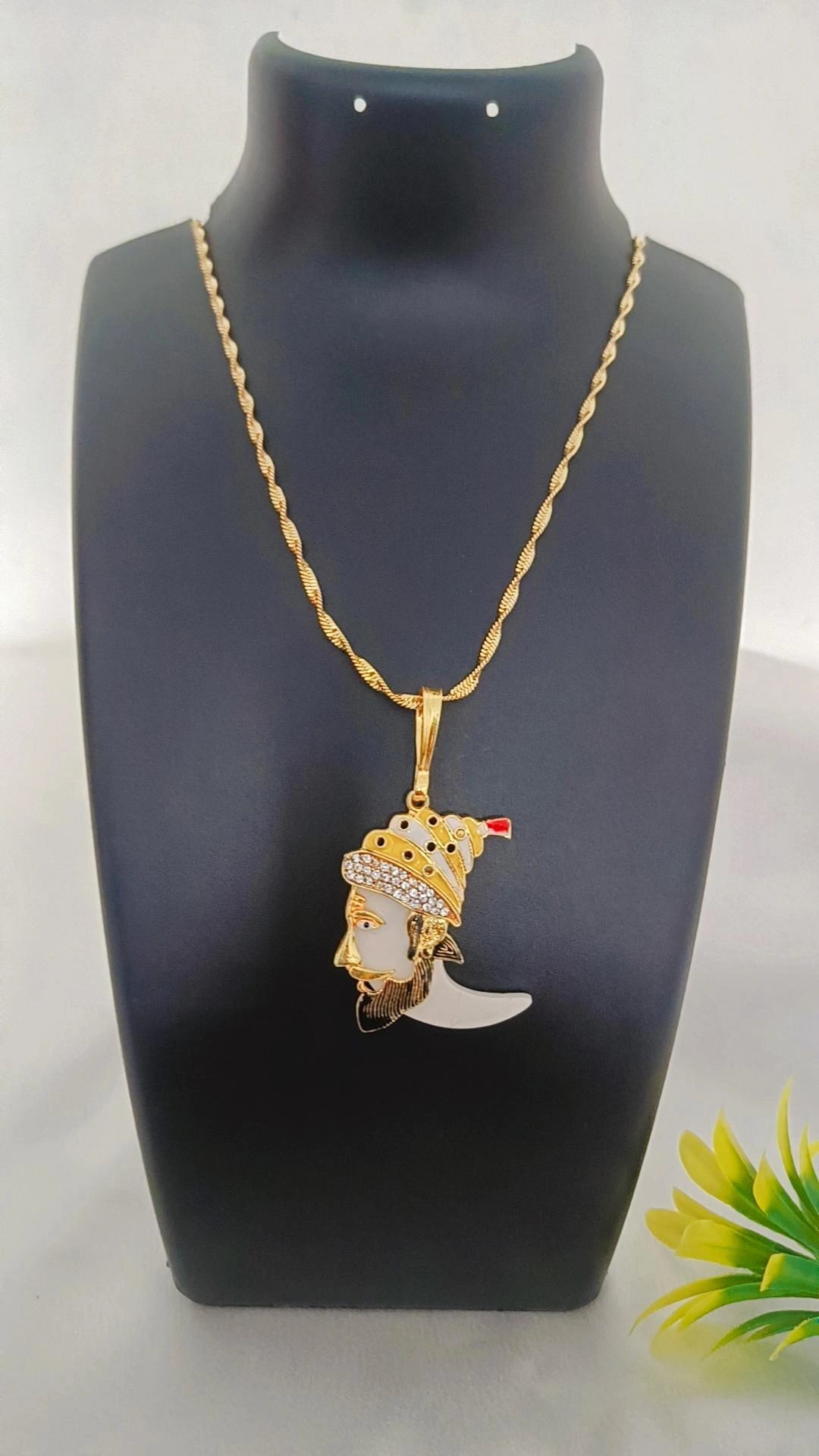 Nore with Shree Chhtrapati Shivaji Maharaj Gold Plated Unique Design Long Time Running Chain For Men