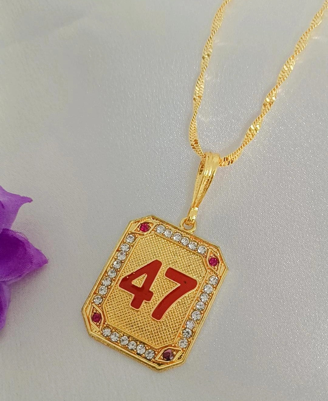 47 Logo Square Gold Plated Long Time Running Chain For Men