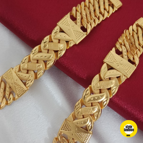 Unique Pokal leaf With S line Design Premium Gold Plated Thick Chain For Men