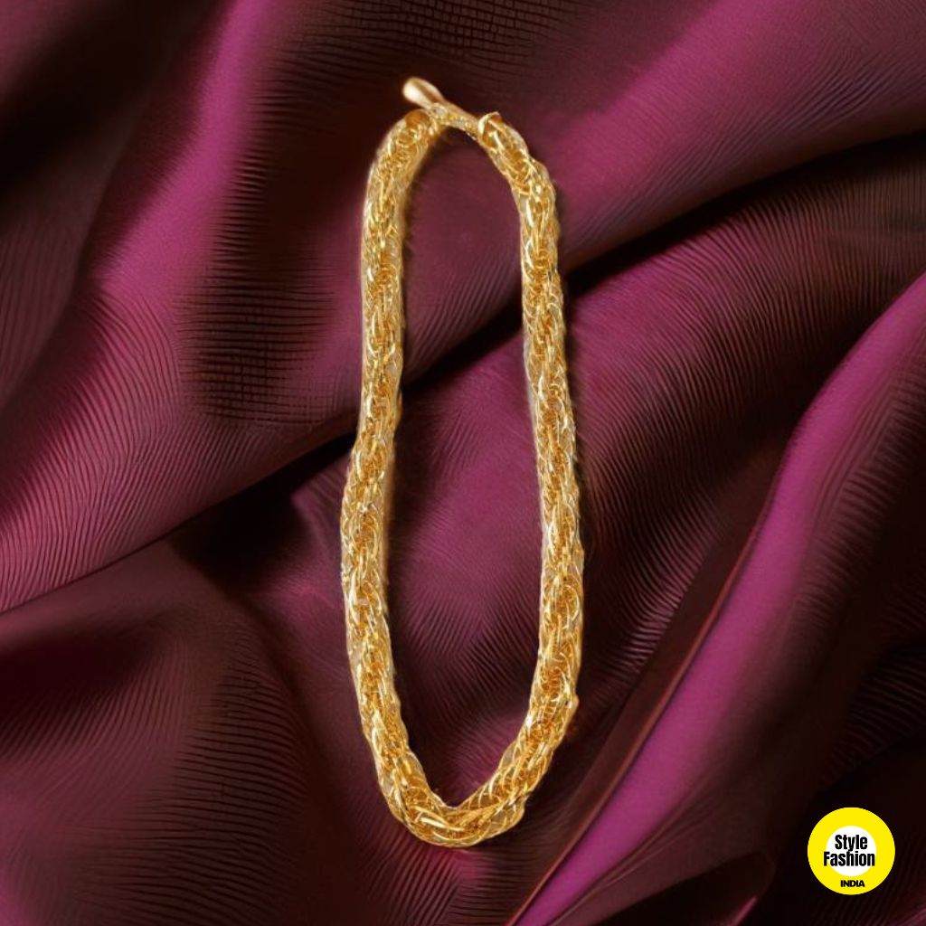 Bahubali Thin Gold Plated Unique Design Chain for Men