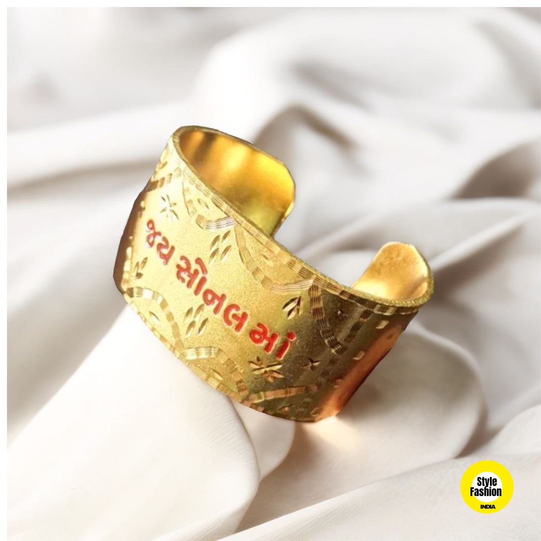 Jay Sonal Maa Brass High Quality Gold Plated Kada