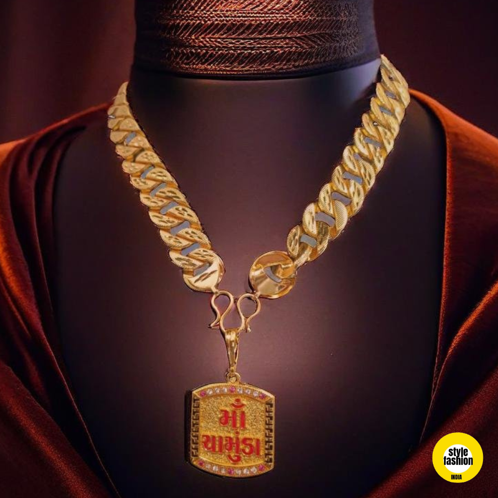 Maa Chamunda Square Pendant & Pokal Ring High Quality Chain For Men