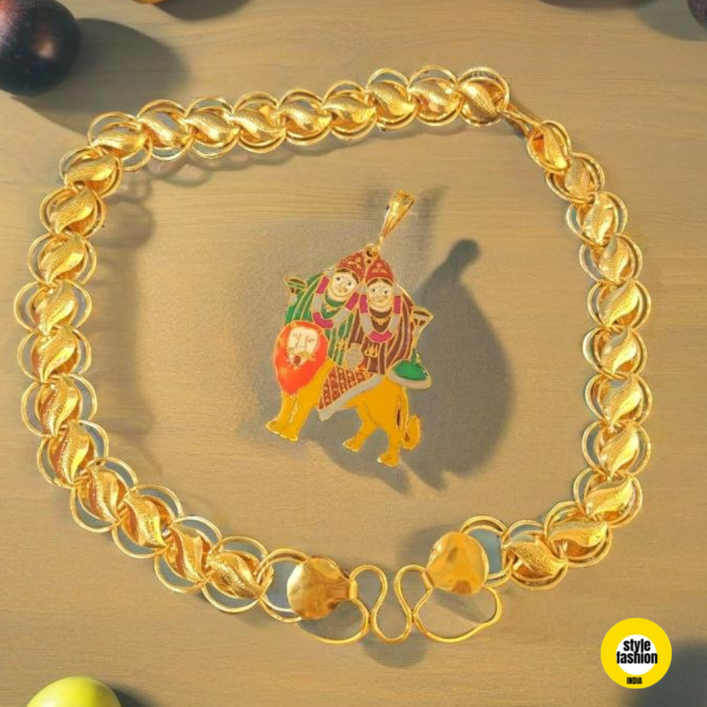 Jay Chamunda Colorful Pendant with Pokal Kohli High Qulity Chain For Men
