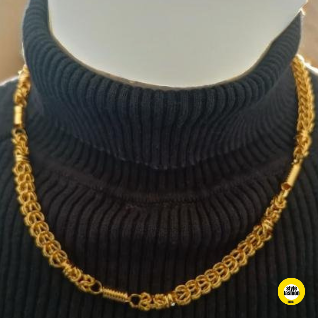2 in 1 Mini Ring With Frill Designer High Quality Gold Plated Chain For Men