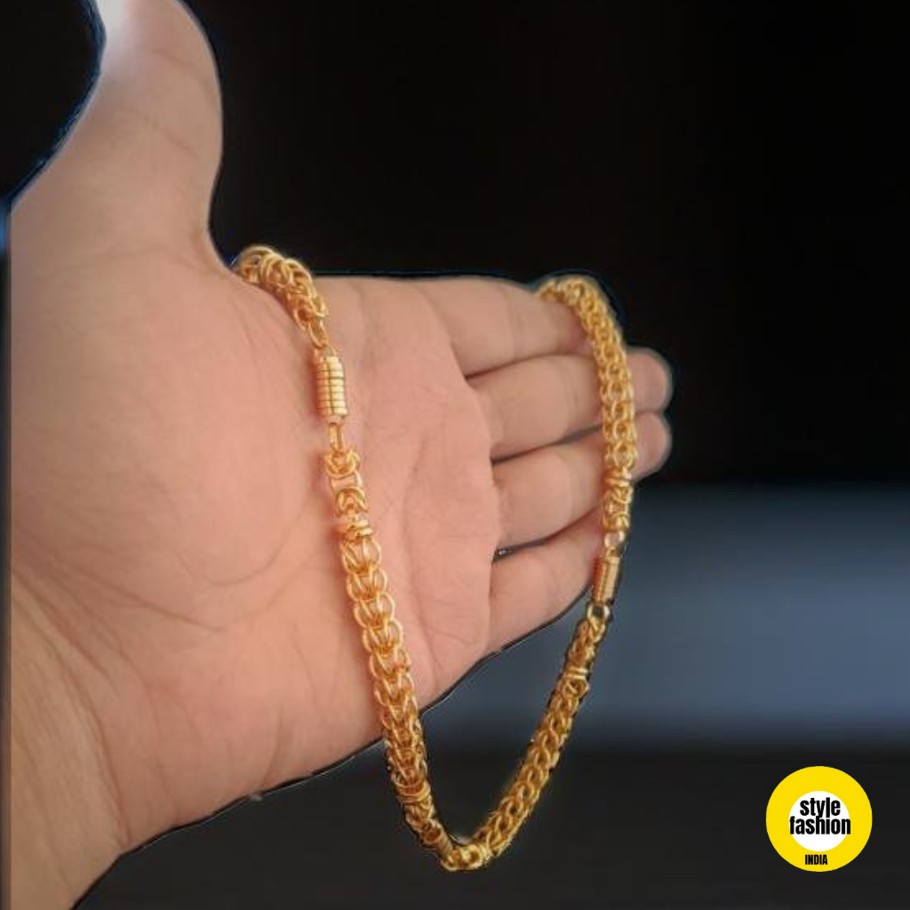 2 in 1 Mini Ring With Frill Designer High Quality Gold Plated Chain For Men