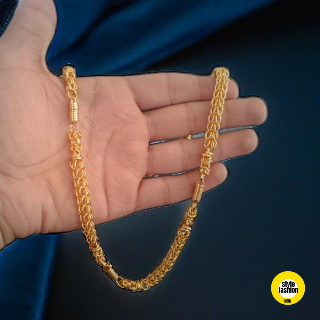 2 in 1 Mini Ring With Frill Designer High Quality Gold Plated Chain For Men