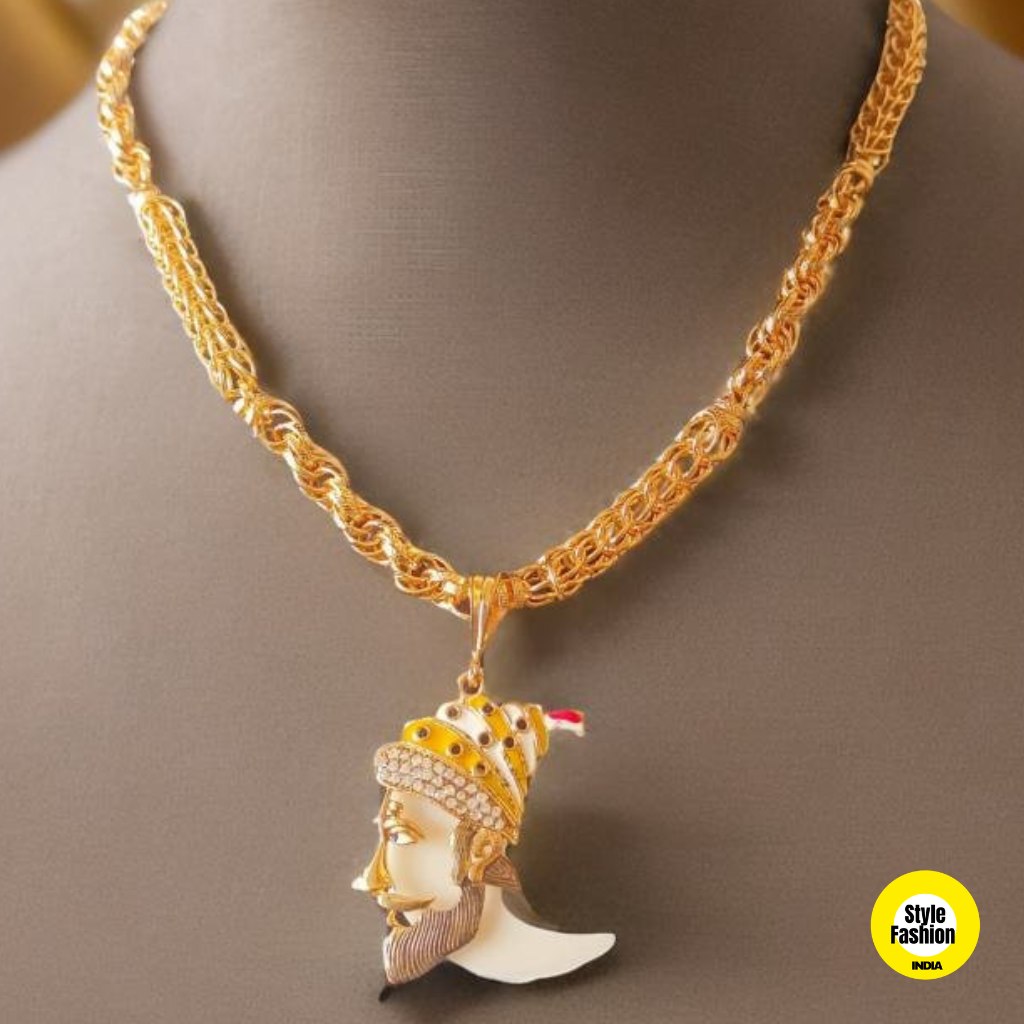 Chhatrapati Shivaji Maharaj With norr Pendant with Bahubali with Ring on Ring Gold Plated Chain For Men