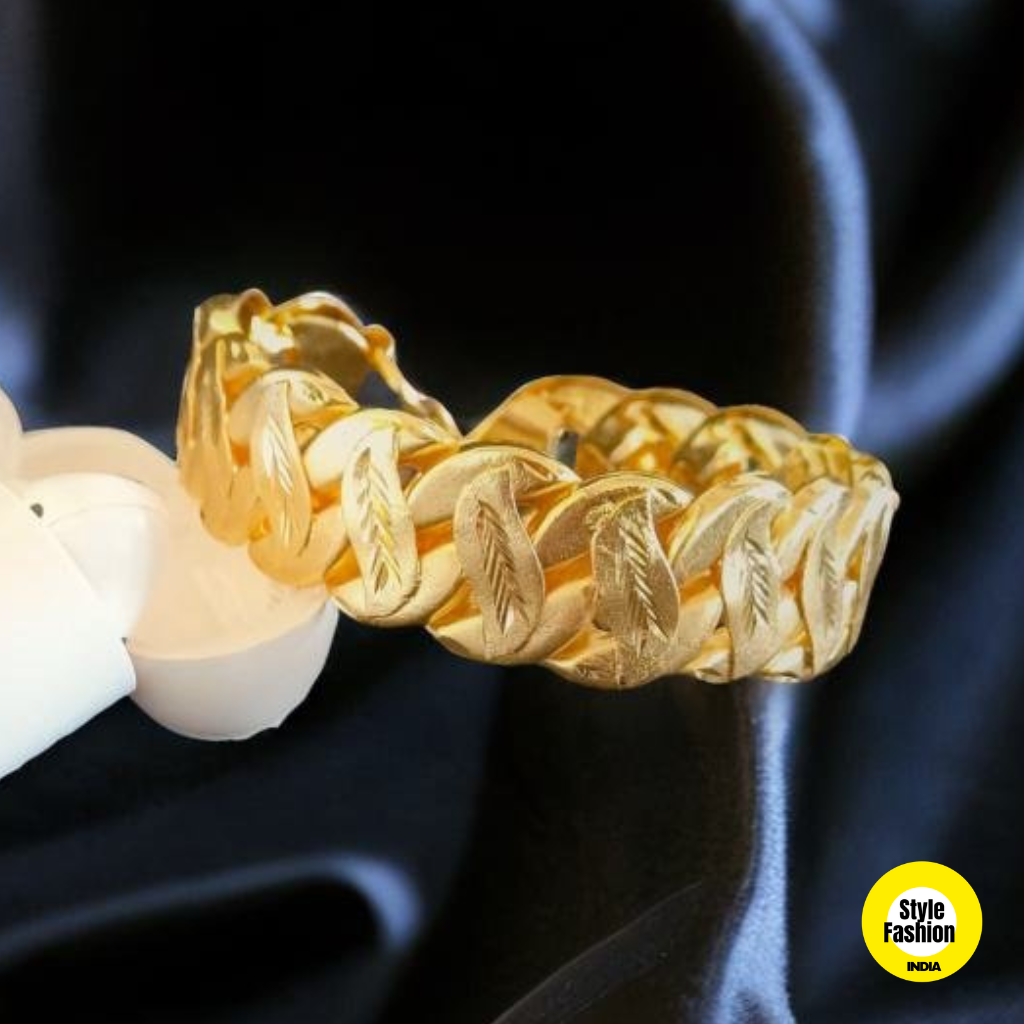 Combo of 1 Line Bracelet with Pokal with Leaf High Quality Gold Plated Bracelet For Men