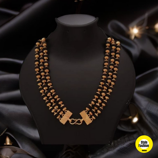 3 Line Rudrkasha High Quality Gold Plated Mala