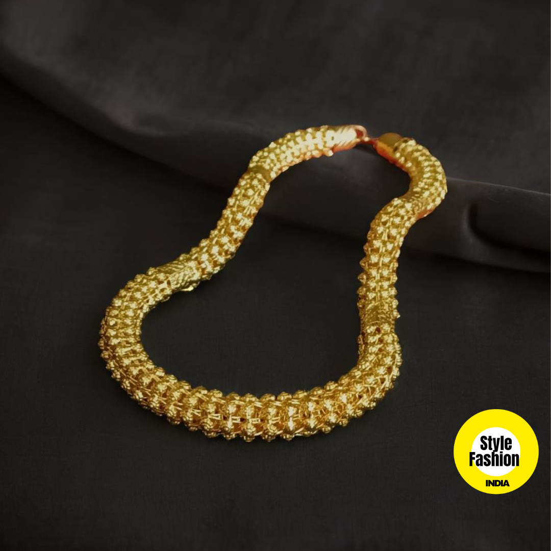 Rajwadi Pipe with Ring on Ring Premium Quality Exclusive Gold Plated Chain For Men