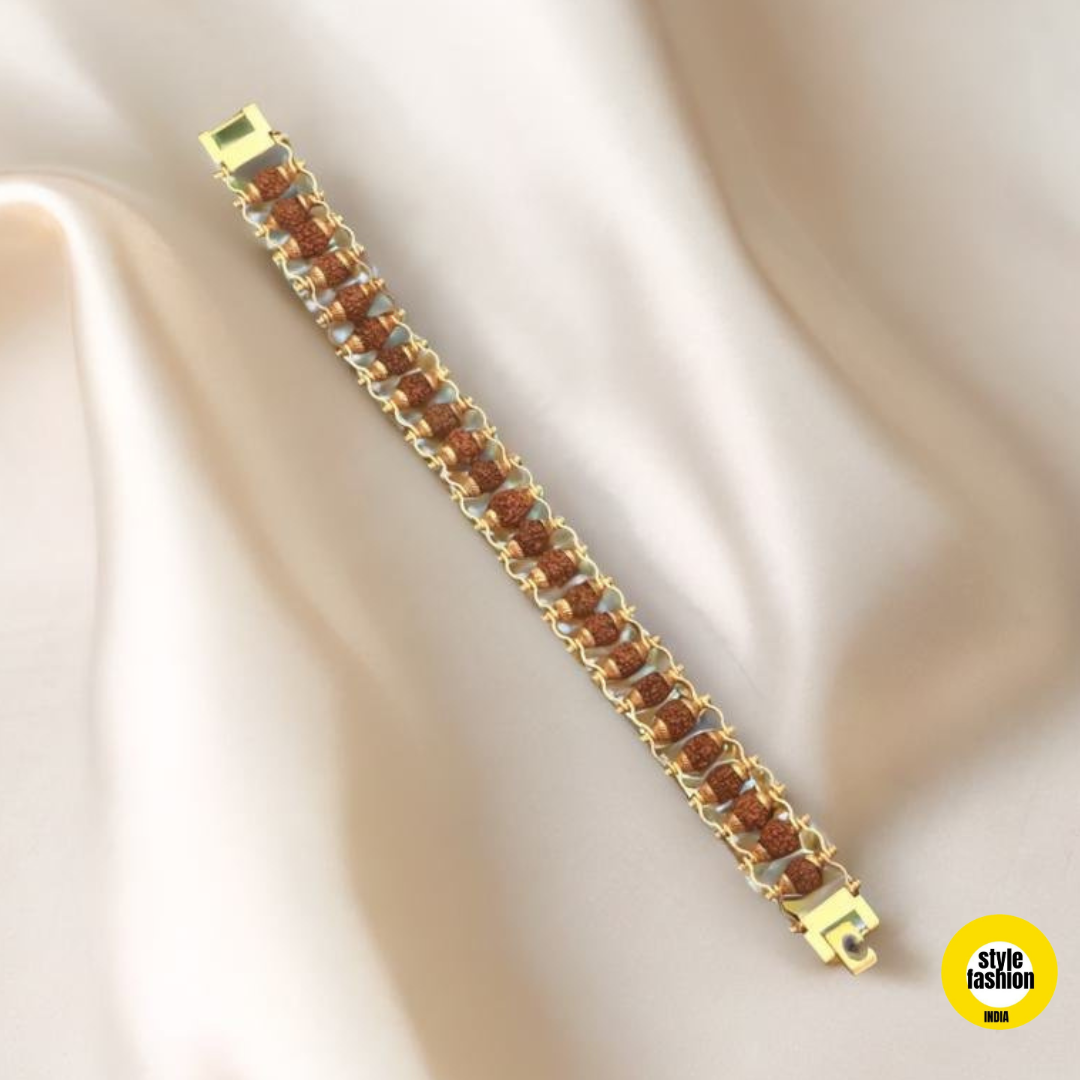 Original Rudraksha Gold Plated Premium Bracelet for Men