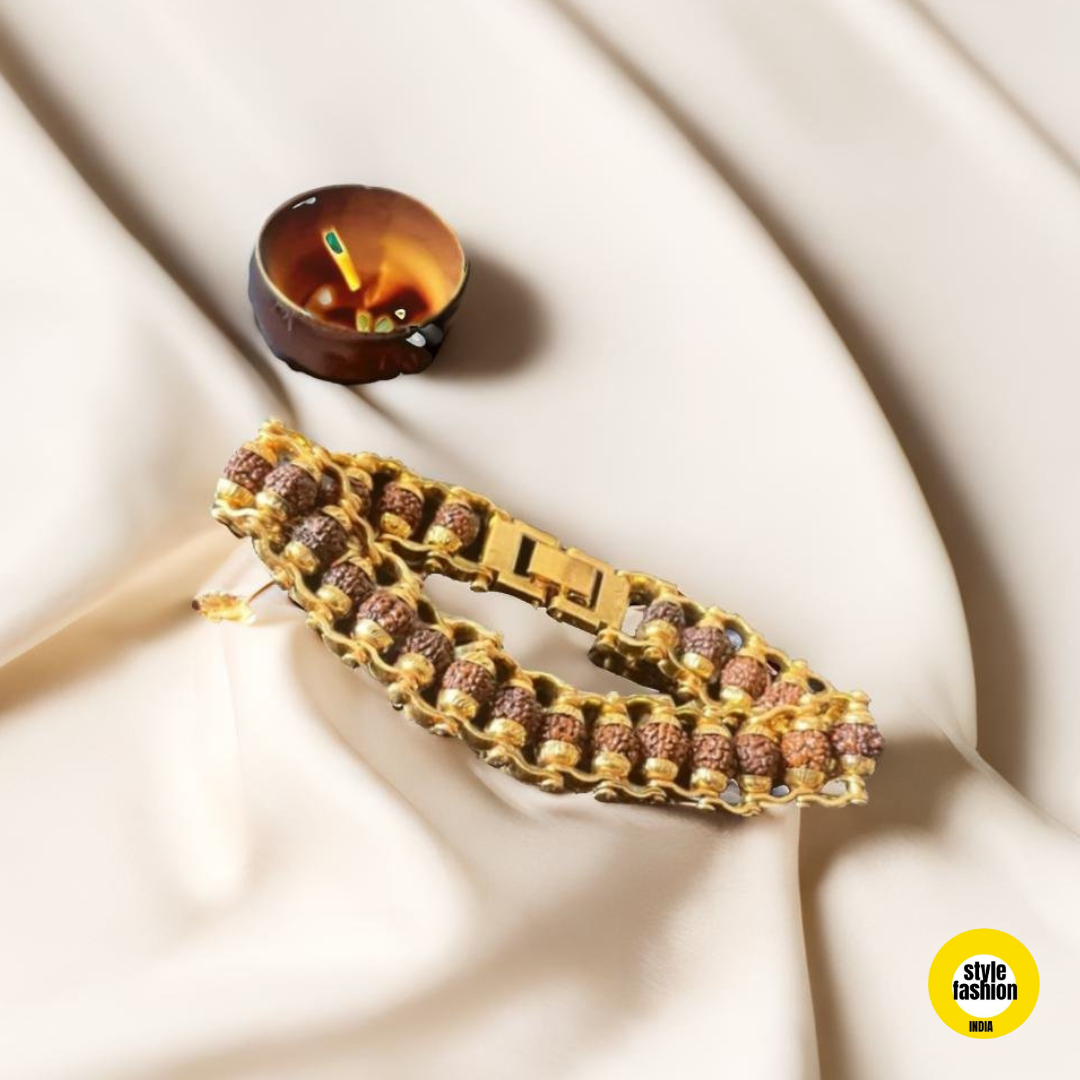 Original Rudraksha Gold Plated Premium Bracelet for Men