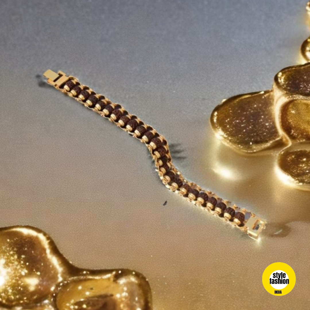 Original Rudraksha Gold Plated Premium Bracelet for Men