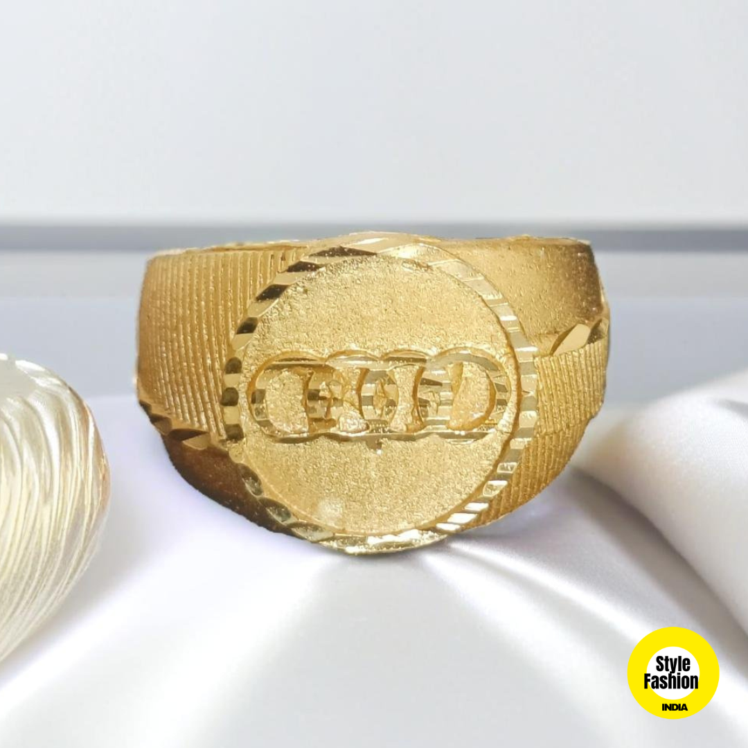 Audi Logo Handmade Shining Round Shape Premium Gold Plated Ring For Men