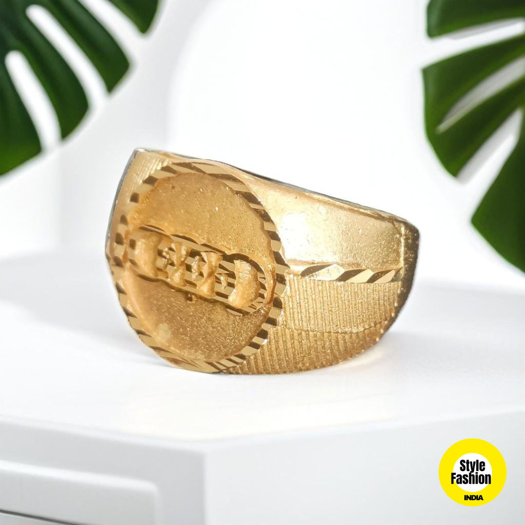 Audi Logo Handmade Shining Round Shape Premium Gold Plated Ring For Men