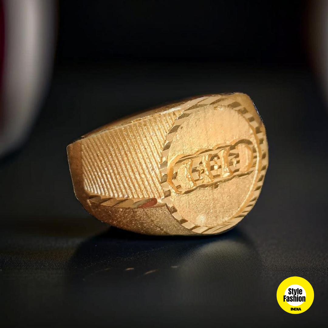 Audi Logo Handmade Shining Round Shape Premium Gold Plated Ring For Men