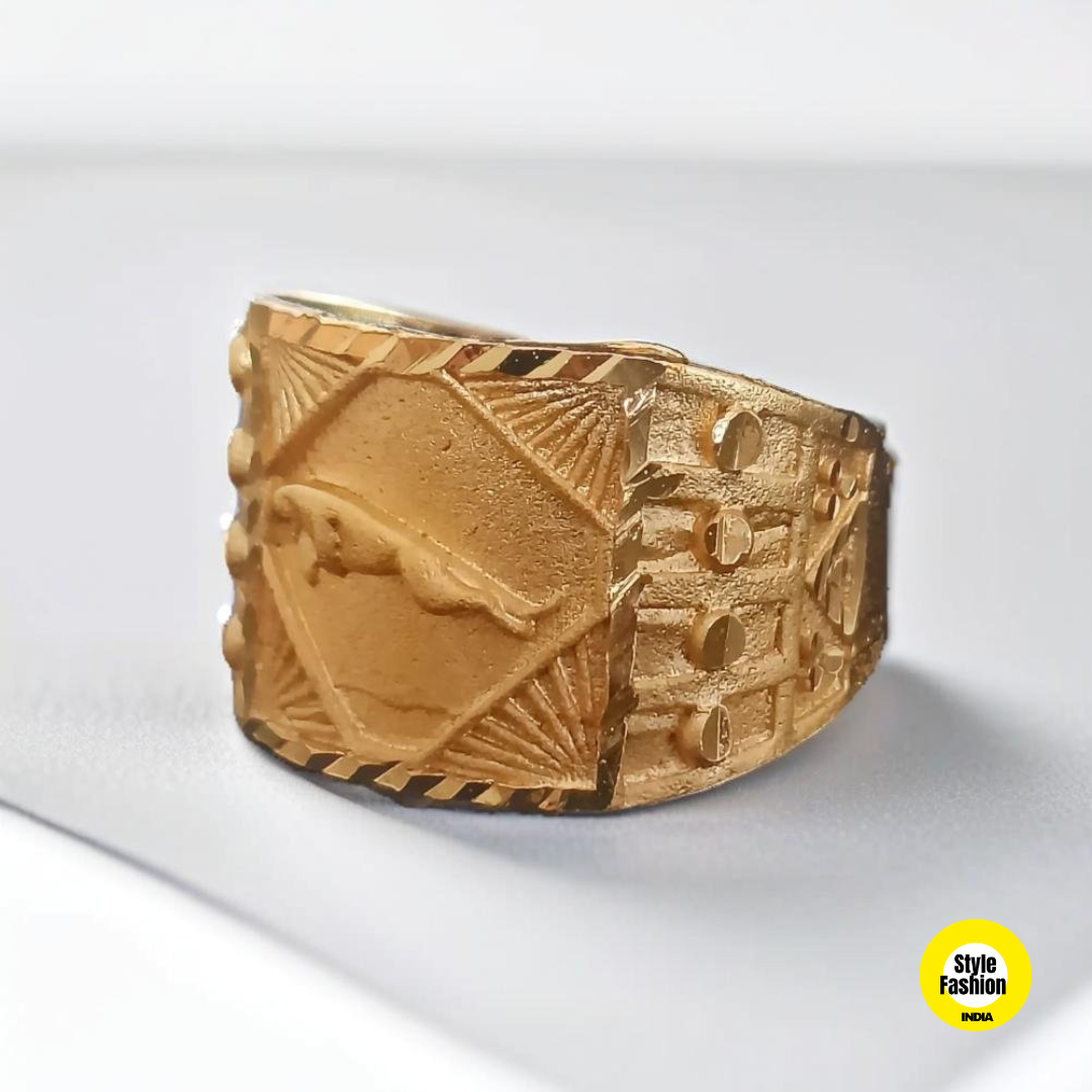 Jaguar with New Side Design Square High Quality Gold Plated Ring For Men