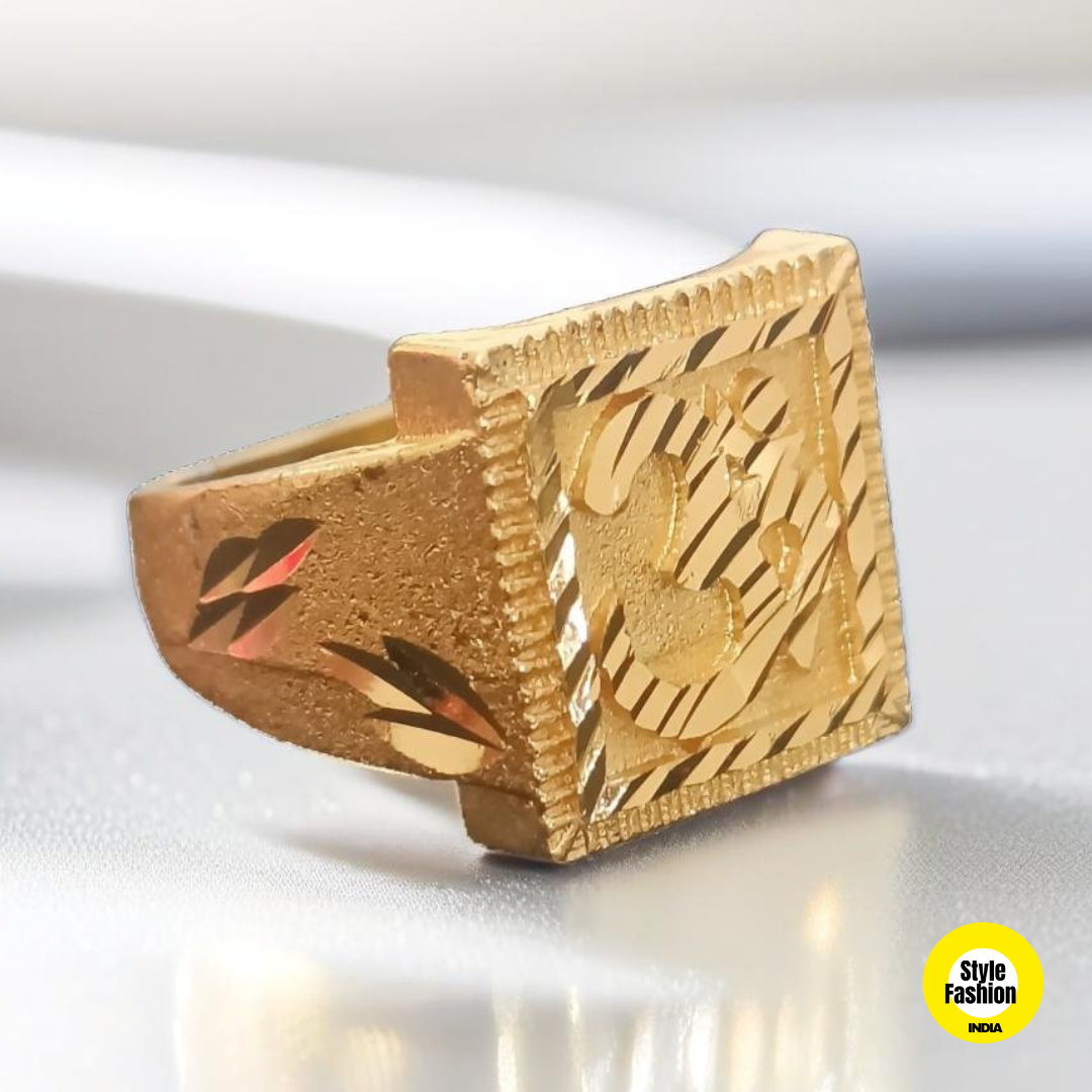 Om With Shinning Shade Square Premium Quality Gold Plated Ring For Men