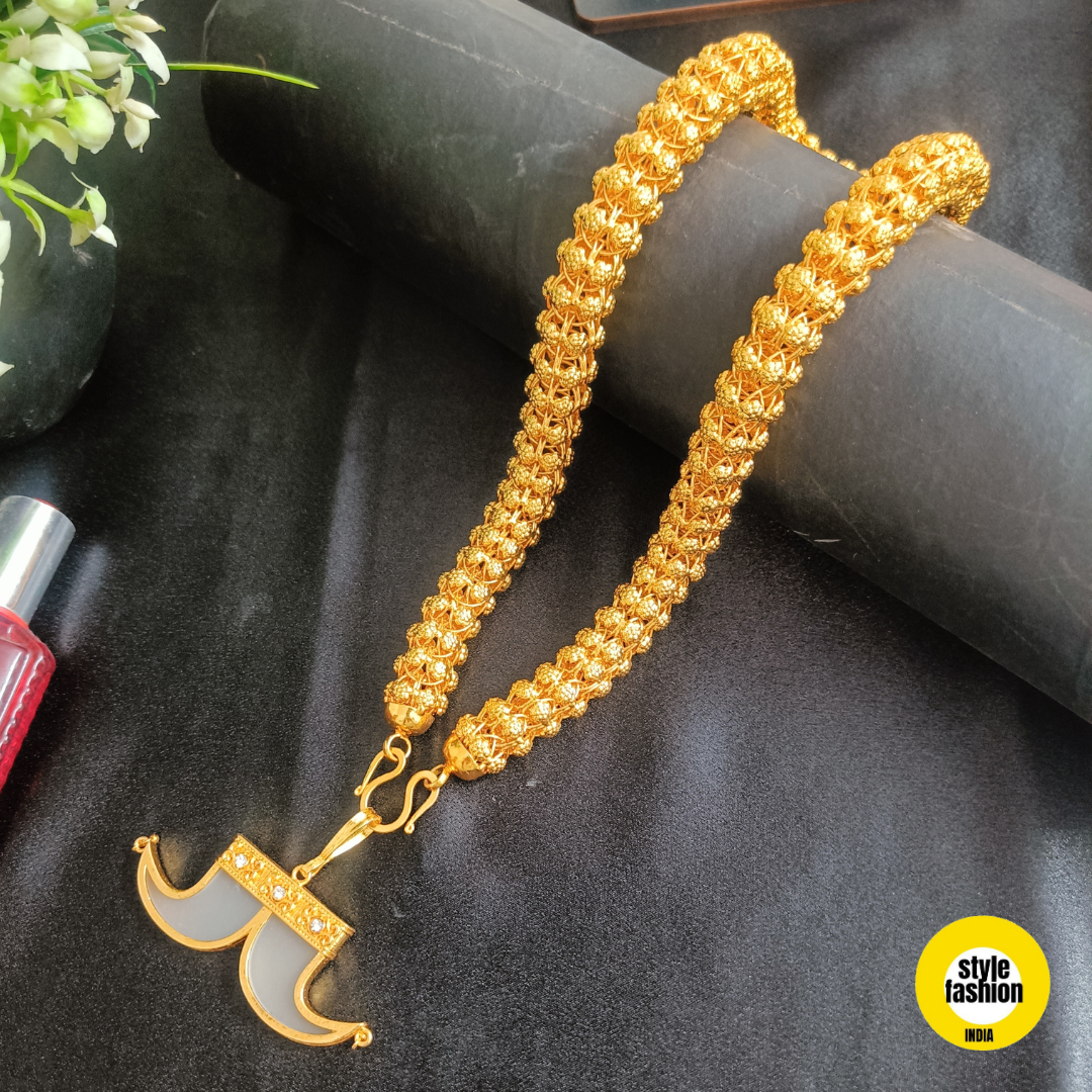 Double Nor Gold Plated Pendant With Mirror Gold Chain For Men