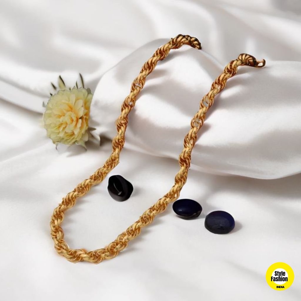 Bahubali Thin and Long Designer high Quality Gold Plated Chain For Men
