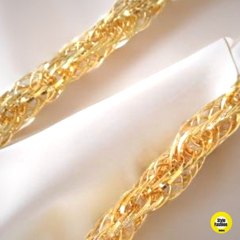 Bahubali Thin Gold Plated Unique Design Chain for Men