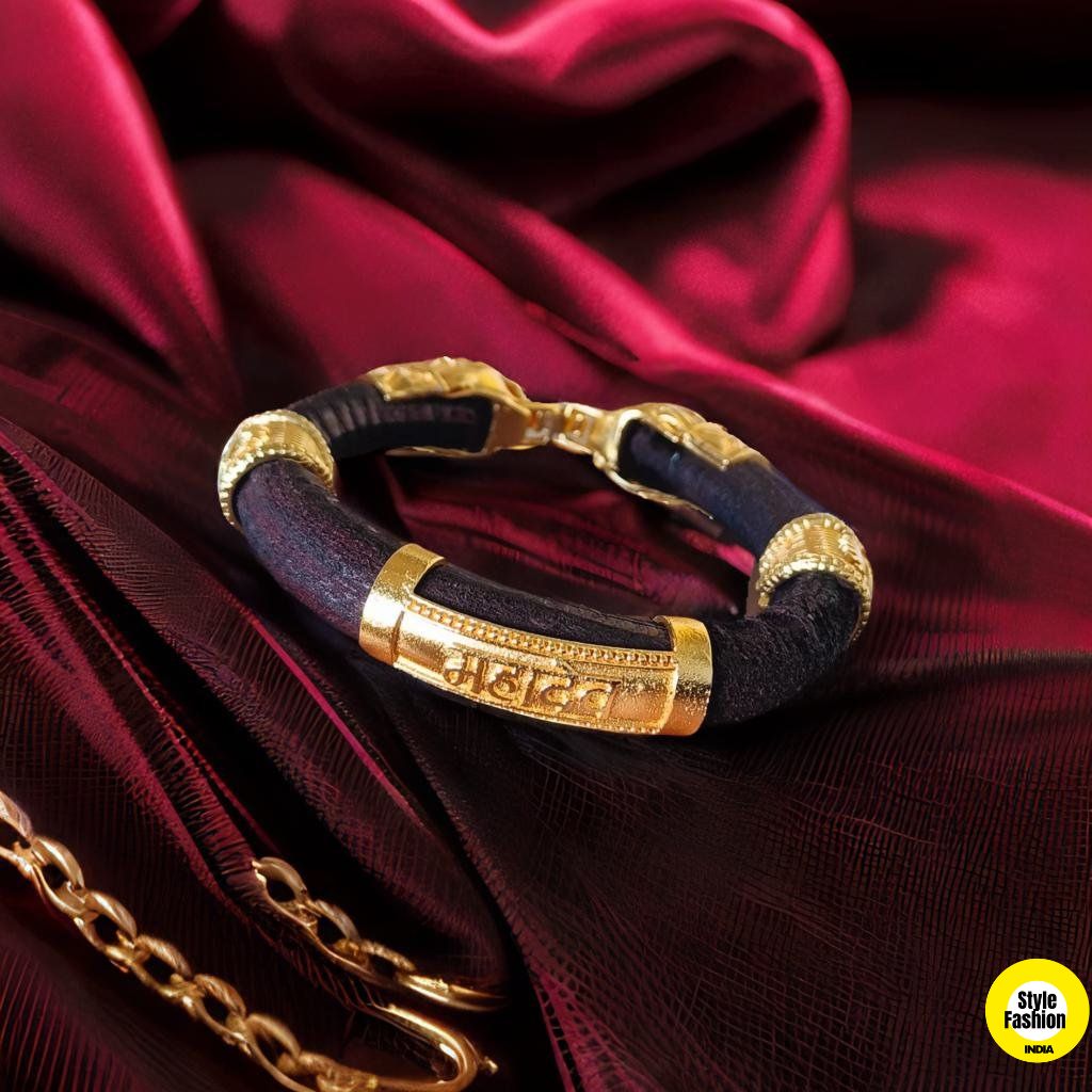 Mahadev Brown high Quality gold plated Genda kada for men
