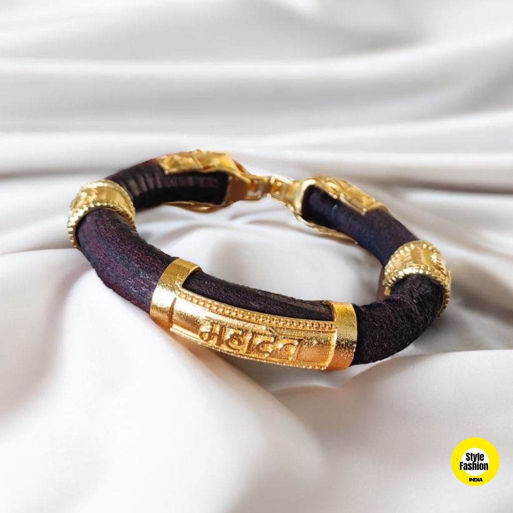 Mahadev Brown high Quality gold plated Genda kada for men